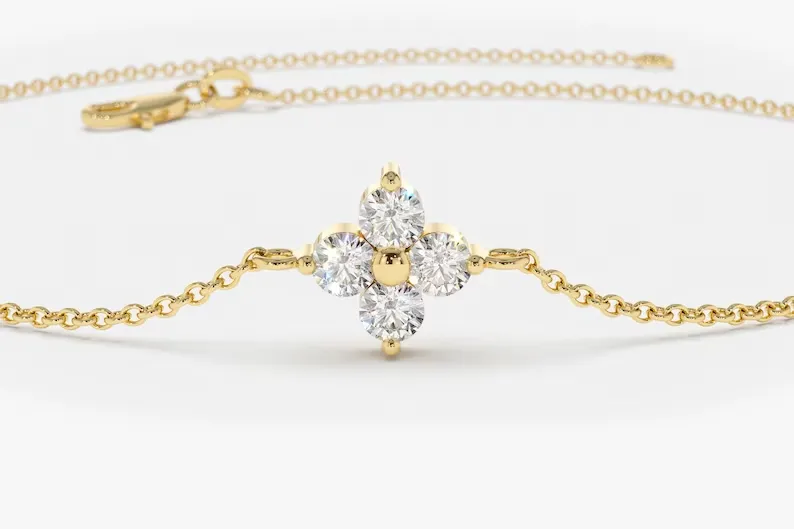 0.14CTW Moissanite Cluster Diamond Bracelet