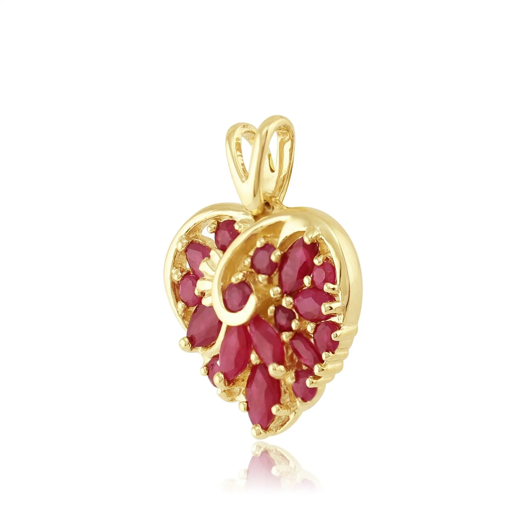 1,32ct Rubin 9ct Gelbgold Herz Design Anhänger