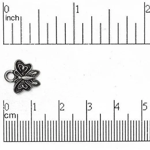 13mm x 12mm Ornate Butterfly Charm - Made of plated pewter - Sold individually - CBS1587