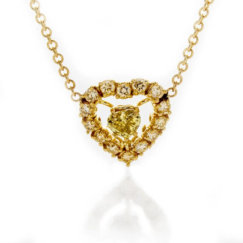 14/18k Fancy Yellow Diamond Pendant Necklace