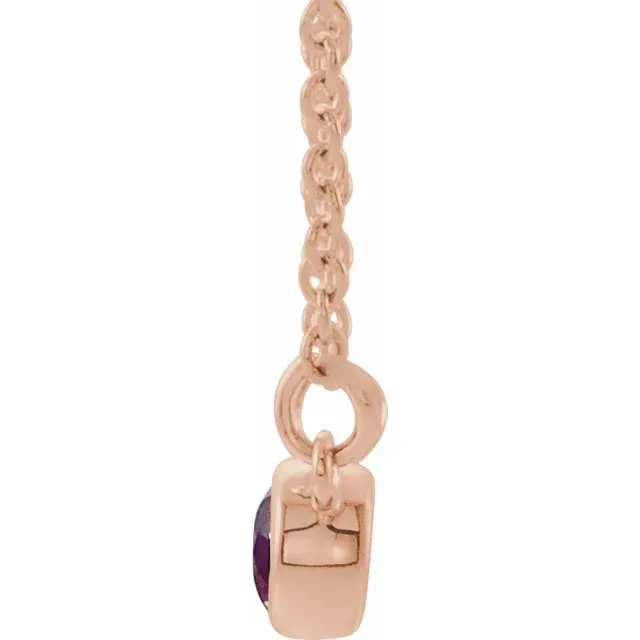 14k Gold 4 MM Amethyst and 0.03 CTW Diamond Necklace