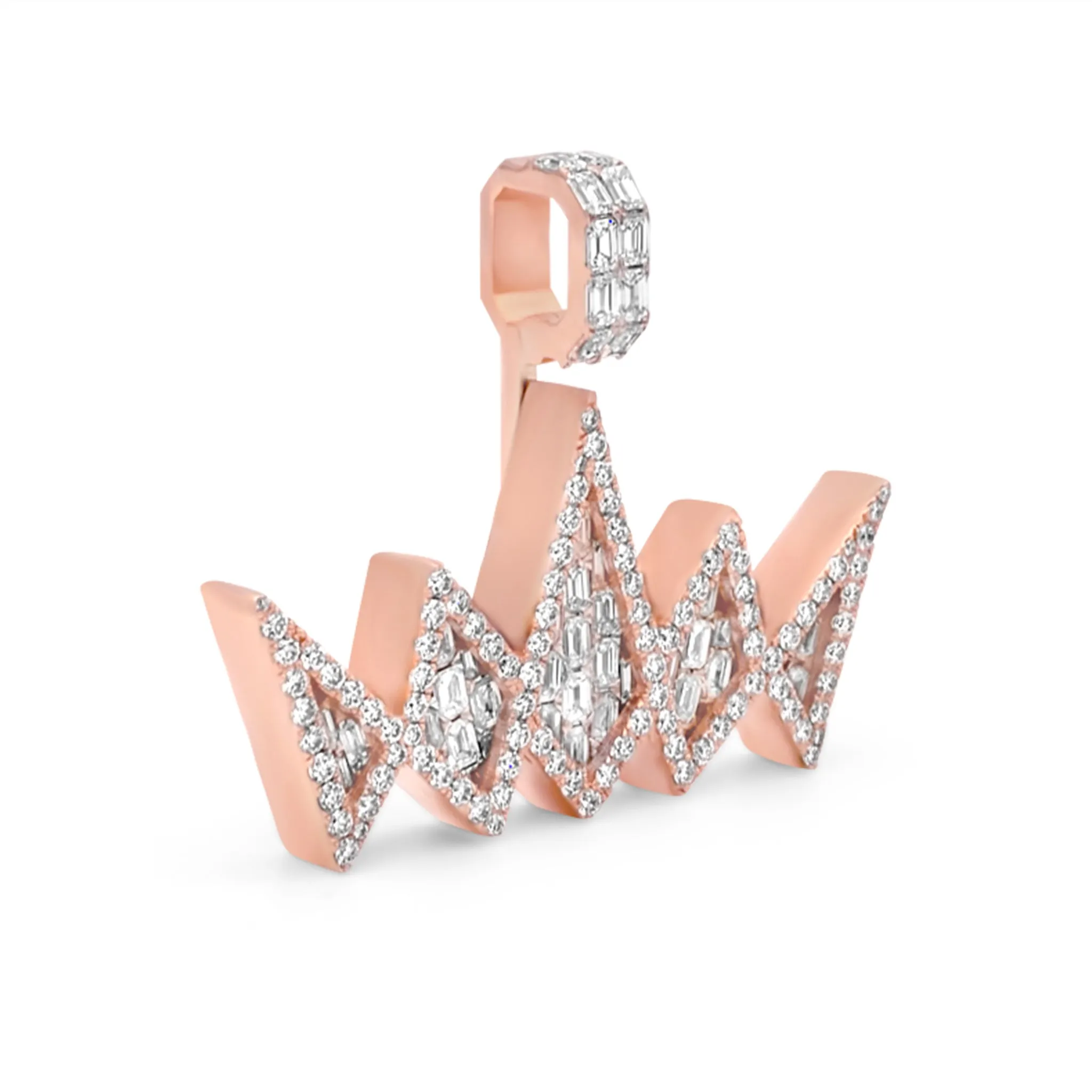 14k Rose Gold Emerald Diamond Crown Pendant 7.20ctw