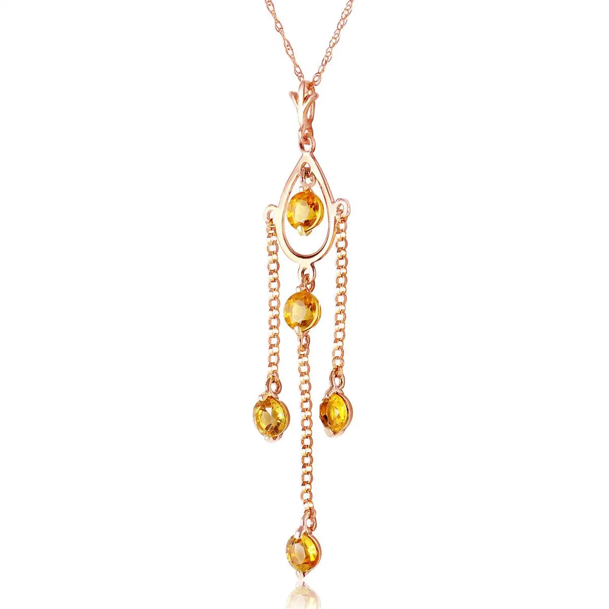 14K Solid Rose Gold Citrine Jewelry Class Platinum Necklace