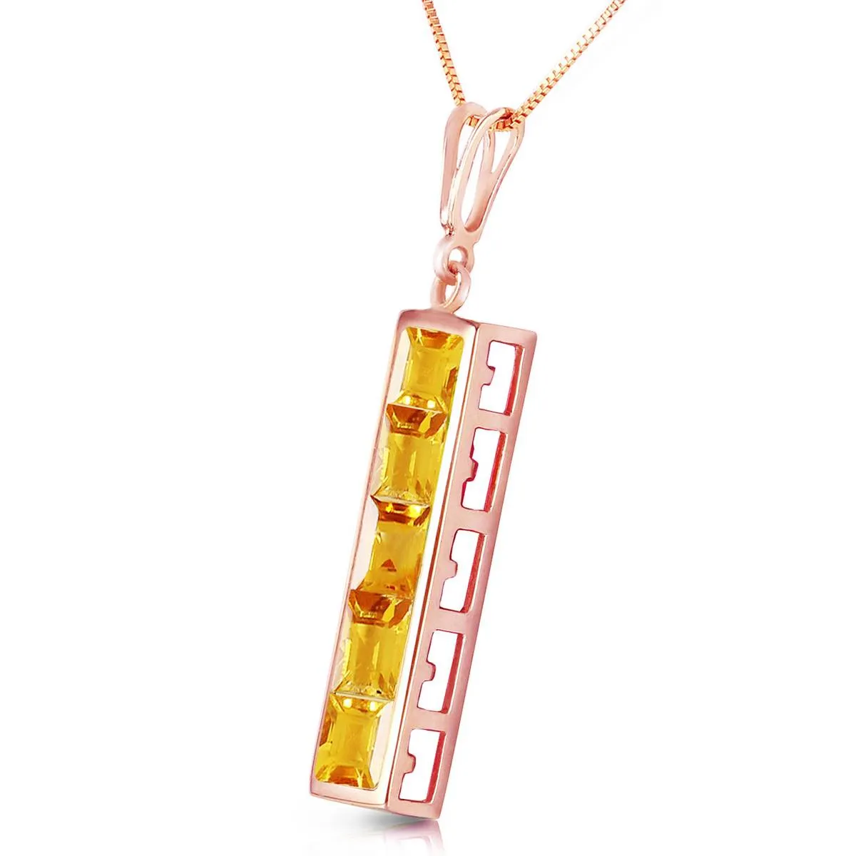 14K Solid Rose Gold Citrine Necklace Royal