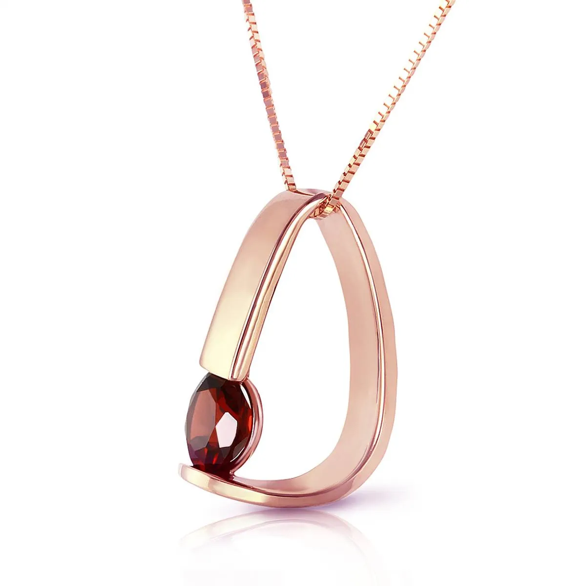 14K Solid Rose Gold Modern Necklace w/ Natural Garnet
