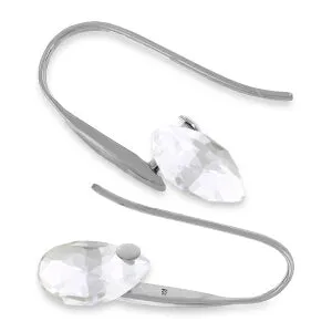 14K Solid White Gold Fish Hook Earrings w/ Dangling Briolette White Topaz