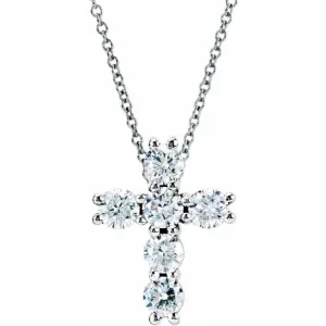 14K White 1/2 CTW Lab-Grown Diamond Cross 18" Necklace