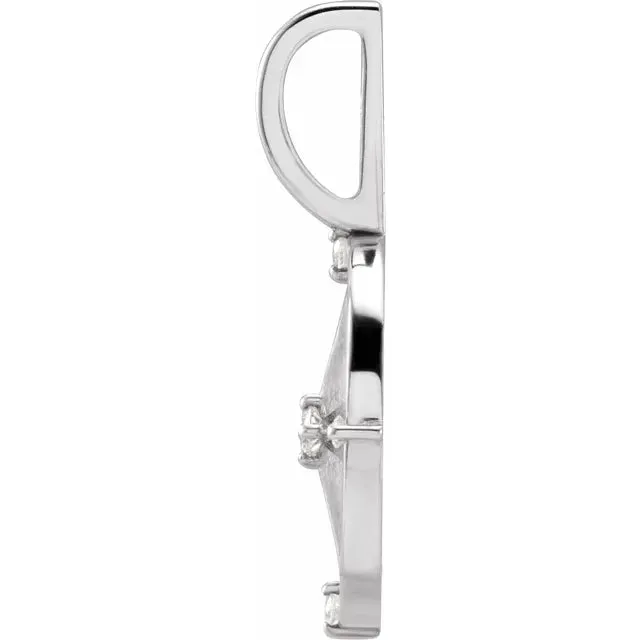 14K White Gold .03 CTW Natural Diamond Compass Charm/Pendant