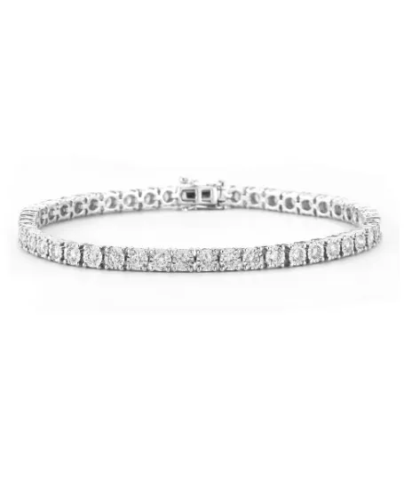 14k White Gold 3.00Ct Diamond Tennis Bracelet with Faceted Head