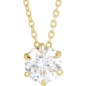 14K Yellow 1/4 CT Lab-Grown Diamond Solitaire 16-18" Necklace
