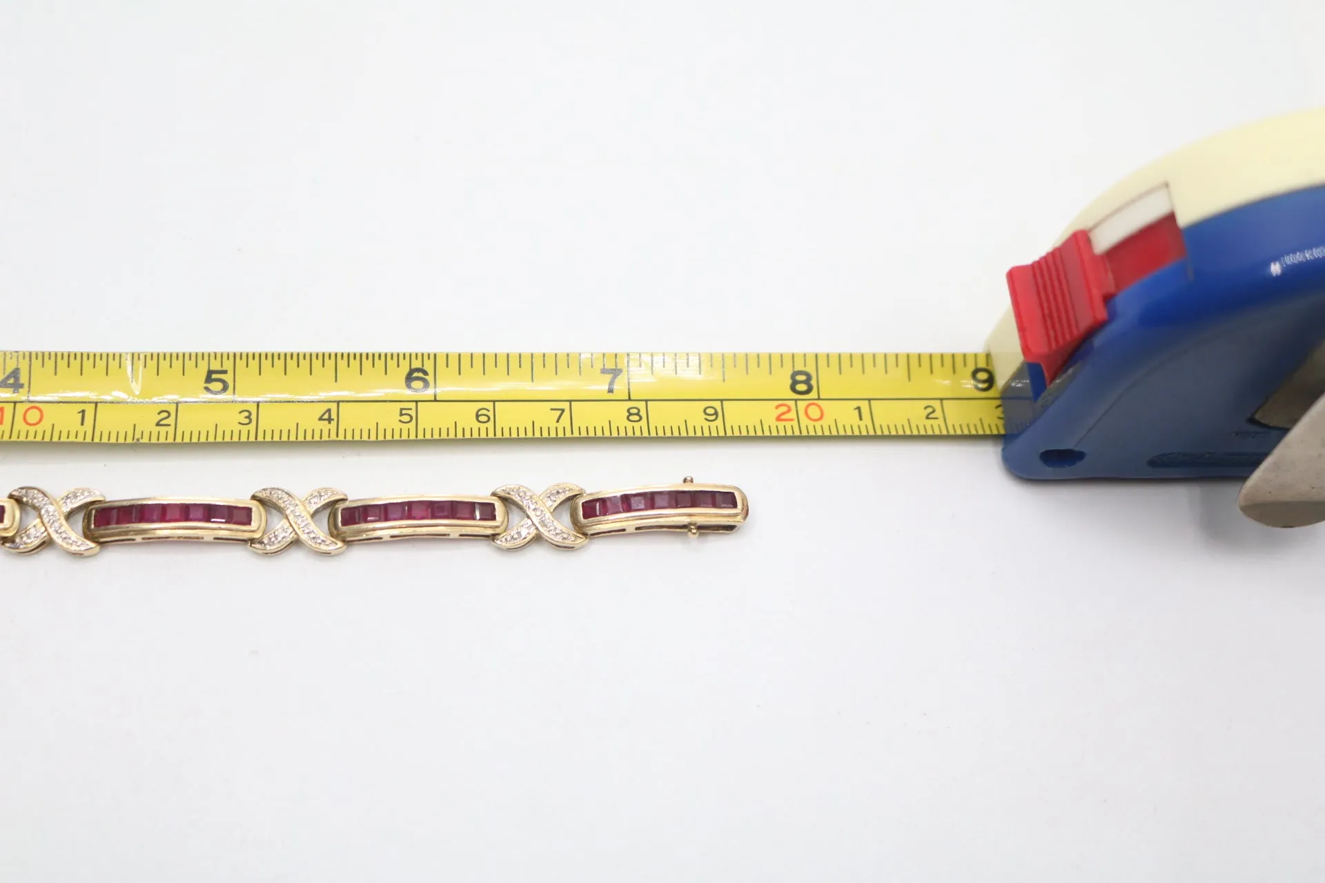 14K Yellow Gold Diamond and Ruby Bracelet (Rubies 4.20 CTW) (Diamonds 0.20 CTW) (Local pick-up Only)
