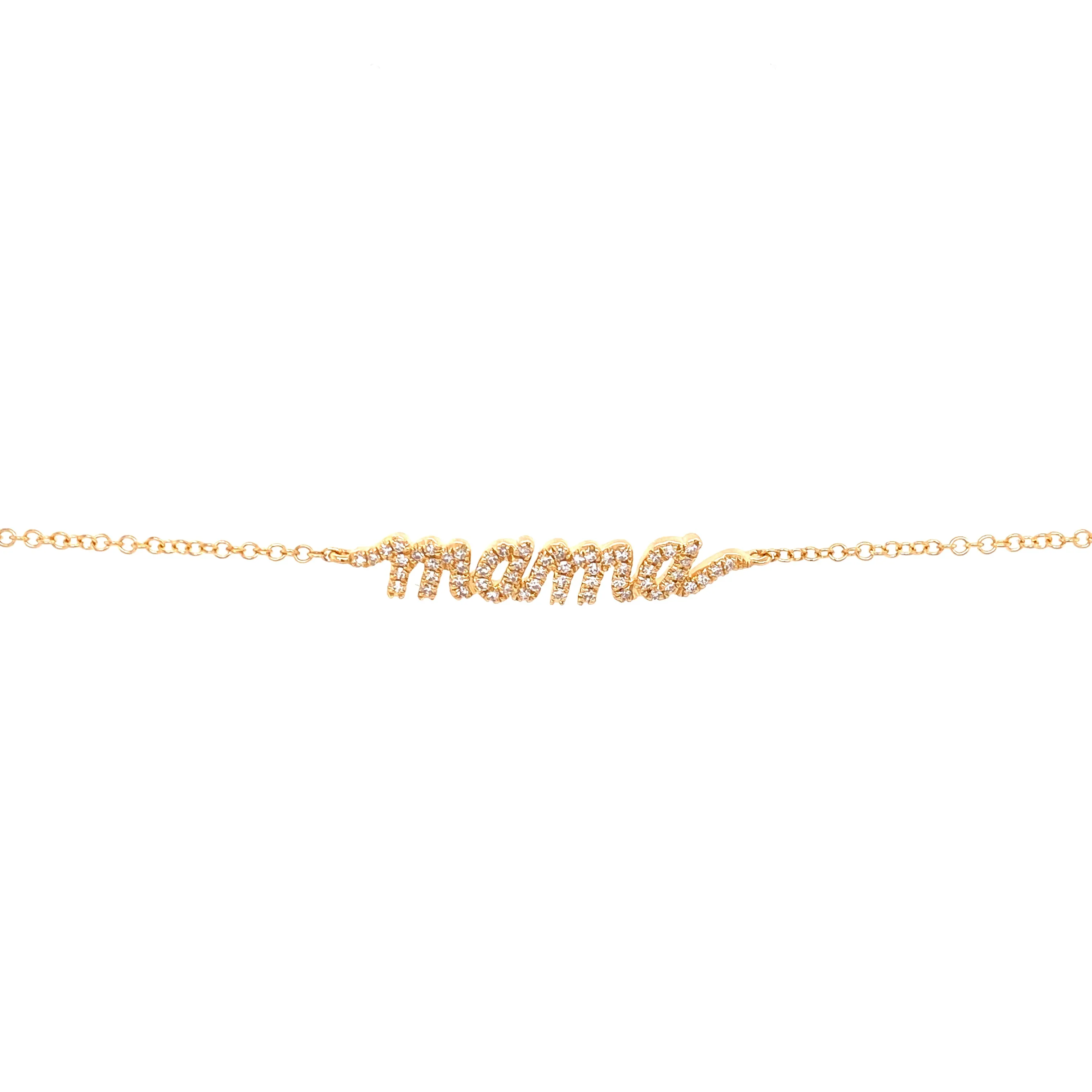 14K Yellow Gold Diamond "Mama" Script Bracelet