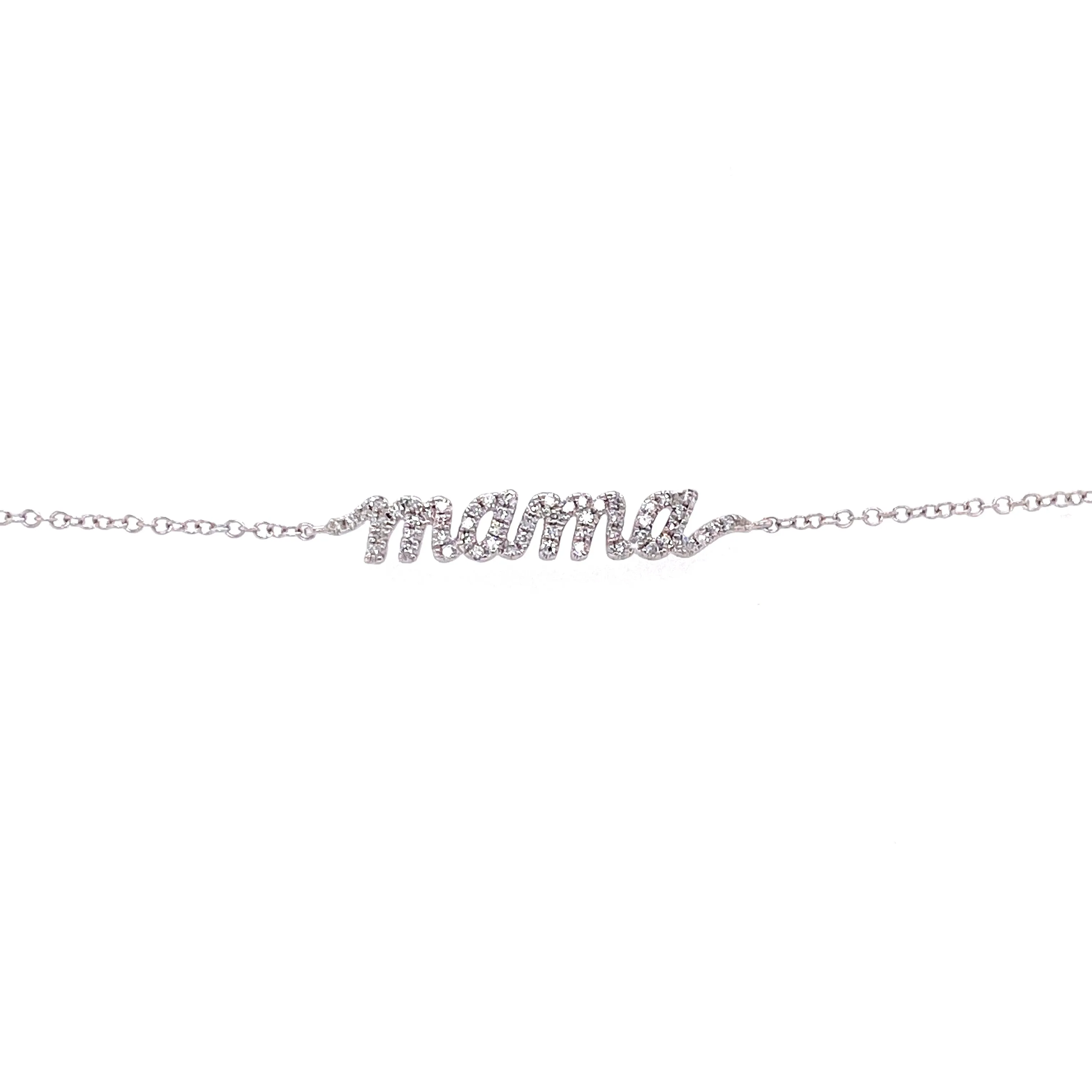 14K Yellow Gold Diamond "Mama" Script Bracelet