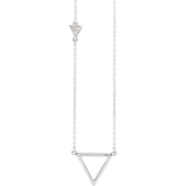 14k Yellow White Rose Gold .05 CTW Diamond Triangle Geometric Style Necklace
