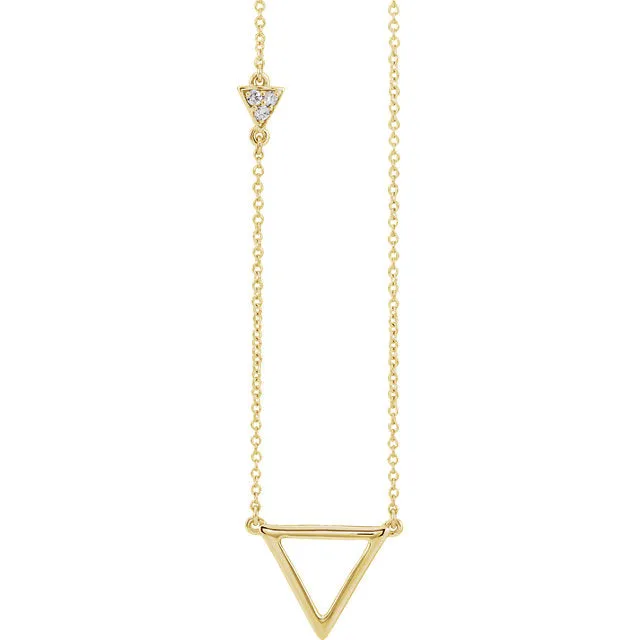 14k Yellow White Rose Gold .05 CTW Diamond Triangle Geometric Style Necklace