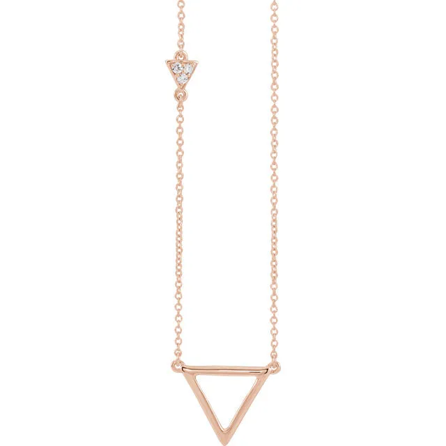14k Yellow White Rose Gold .05 CTW Diamond Triangle Geometric Style Necklace