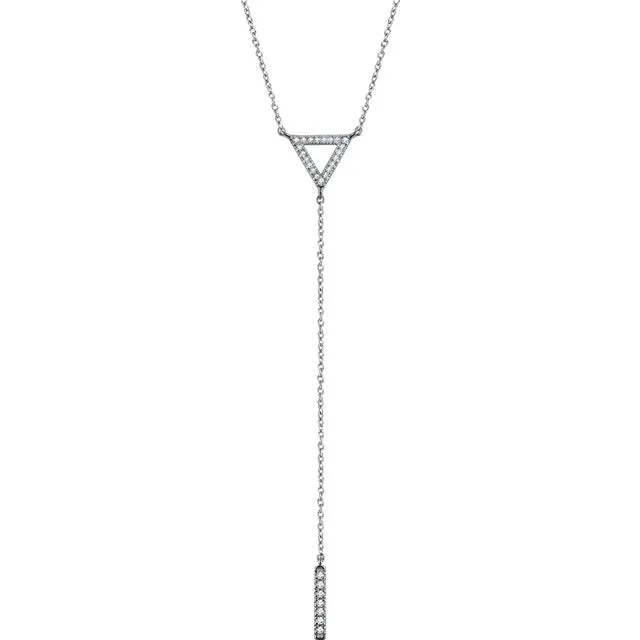 14k Yellow White Rose Gold 1/6 CTW Diamond Triangle Drop Bar Y Lariat Necklace