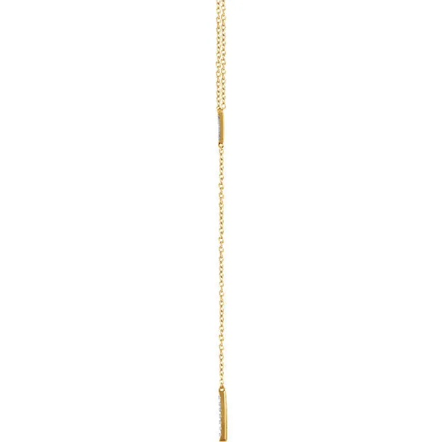 14k Yellow White Rose Gold 1/6 CTW Diamond Triangle Drop Bar Y Lariat Necklace