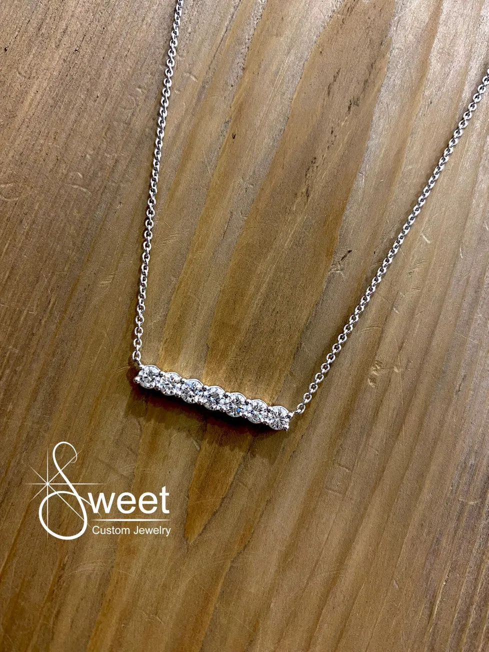 14kt White Gold Diamond Bar Pendant