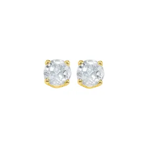 14Kt Yellow Gold White Topaz 1Ctw Earring