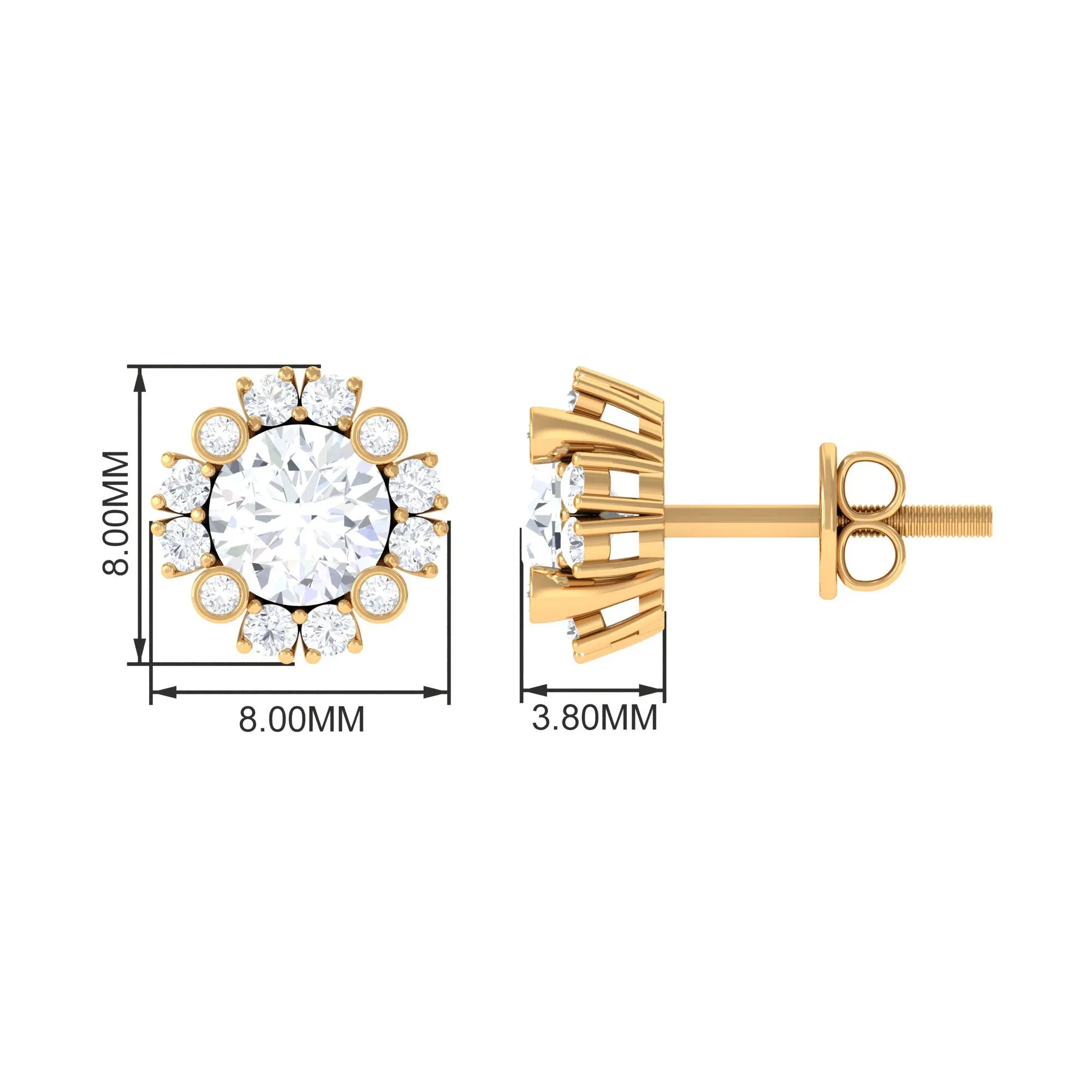 1.50 CT Round Cubic Zirconia Classic Halo Stud Earrings