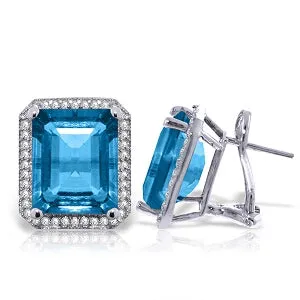 15.6 Carat 14K Solid White Gold Many Tomorrows Blue Topaz Diamond Earrings