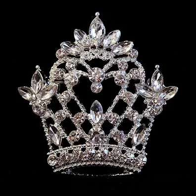 #16131 - Navette Topped Heart Crown Pin