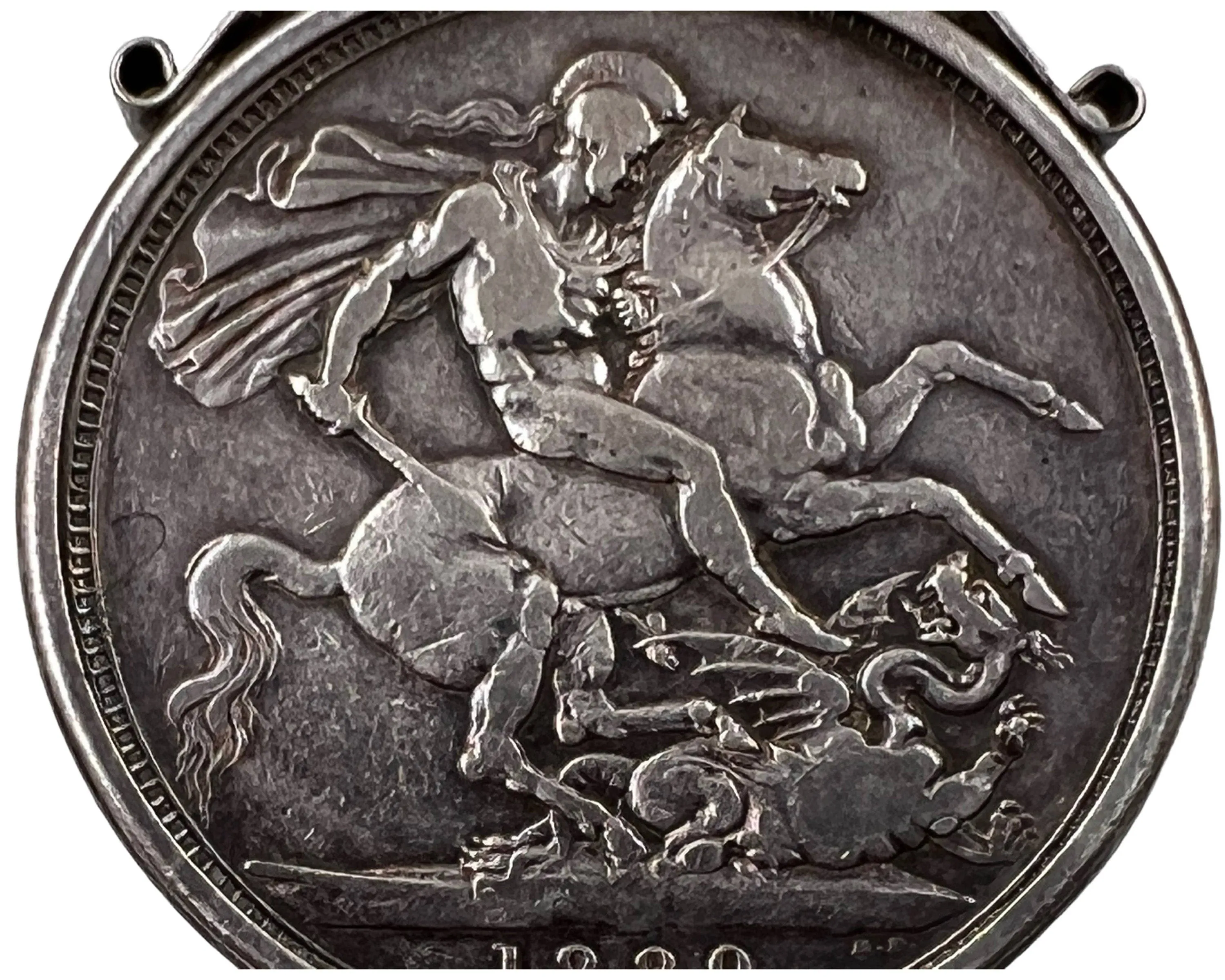 1889 Victoria Jubilee Silver Crown Coin in Pendant Holder United Kingdom