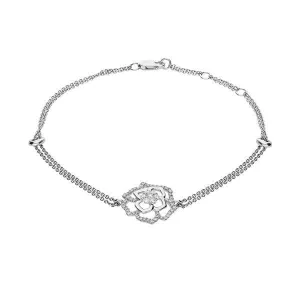 18ct White Gold 0.37ct Diamond Double Strand Flower Bracelet