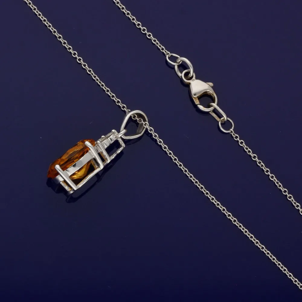 18ct White Gold Citrine and Diamond Necklace