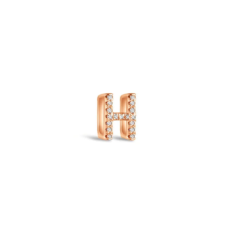 18k Gold Initial Letter "H" Diamond Pandent   Necklace