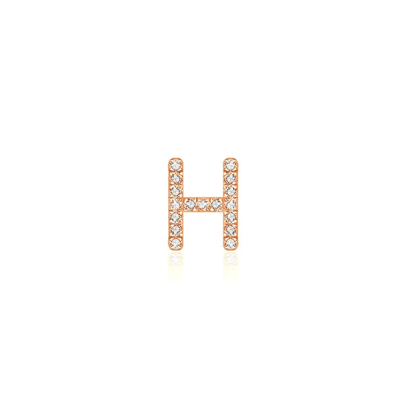18k Gold Initial Letter "H" Diamond Pandent   Necklace
