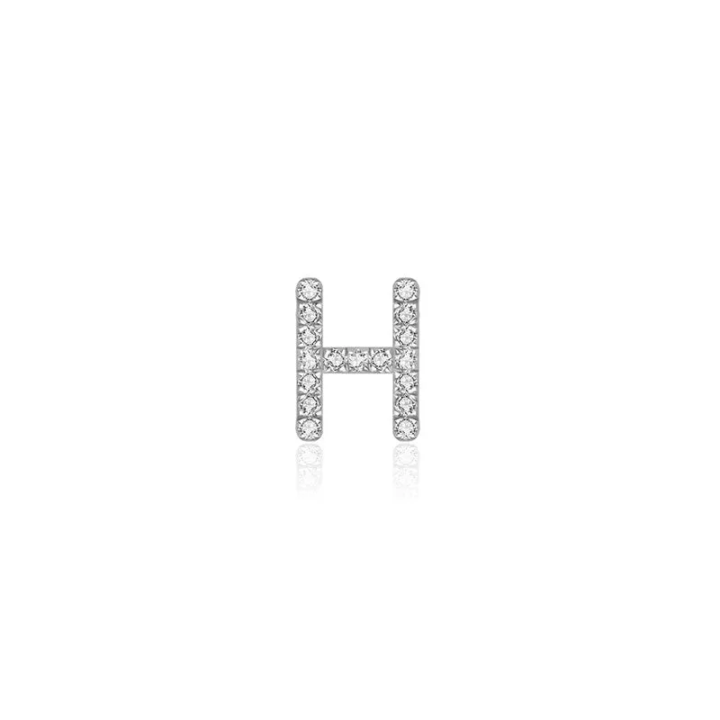 18k Gold Initial Letter "H" Diamond Pandent   Necklace