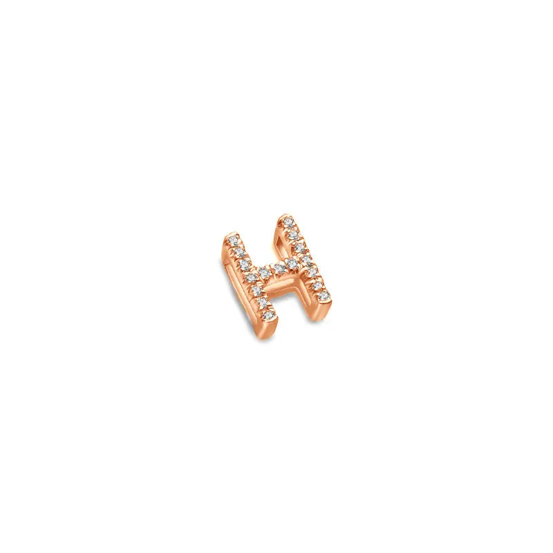 18k Gold Initial Letter "H" Diamond Pandent   Necklace