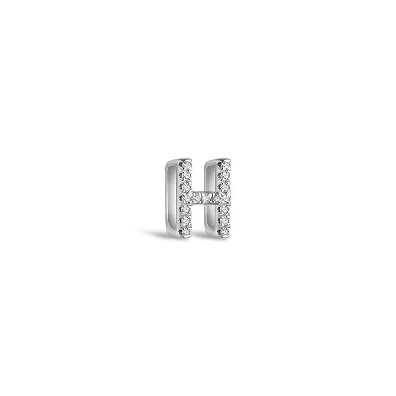 18k Gold Initial Letter "H" Diamond Pandent   Necklace