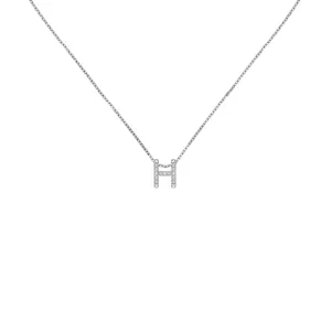 18k Gold Initial Letter "H" Diamond Pandent   Necklace