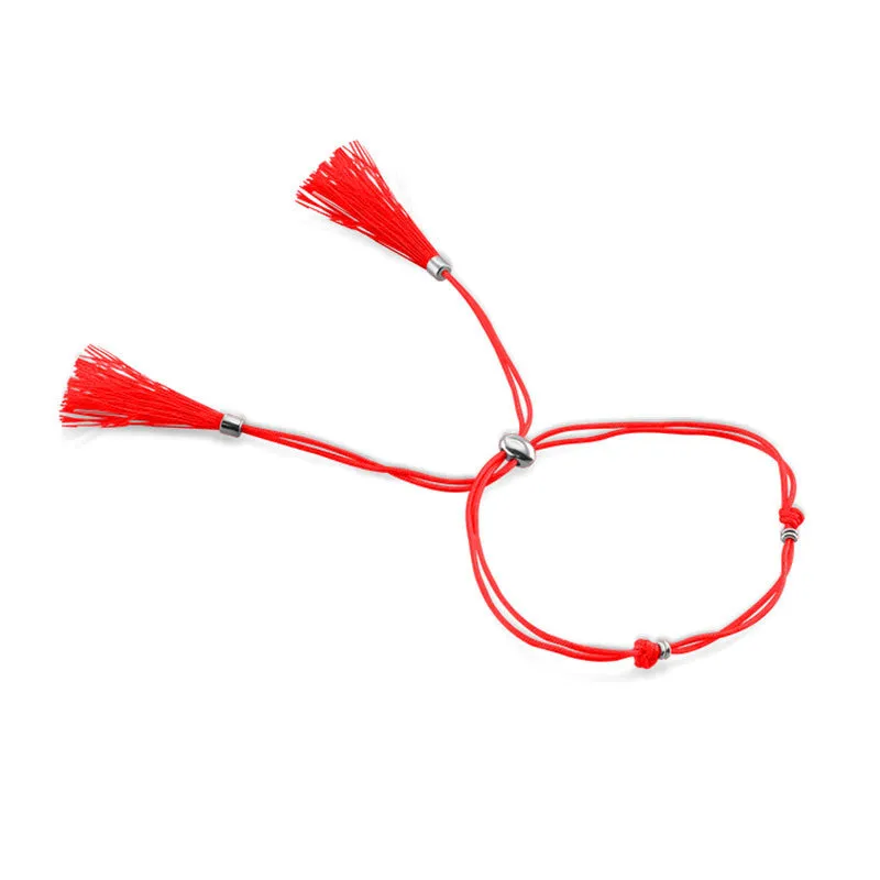18k Gold Red Tassel Bracelet with Gold Beads