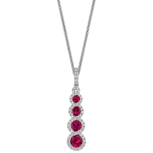 18K White Ruby and Natural Diamond 17 inch Necklace