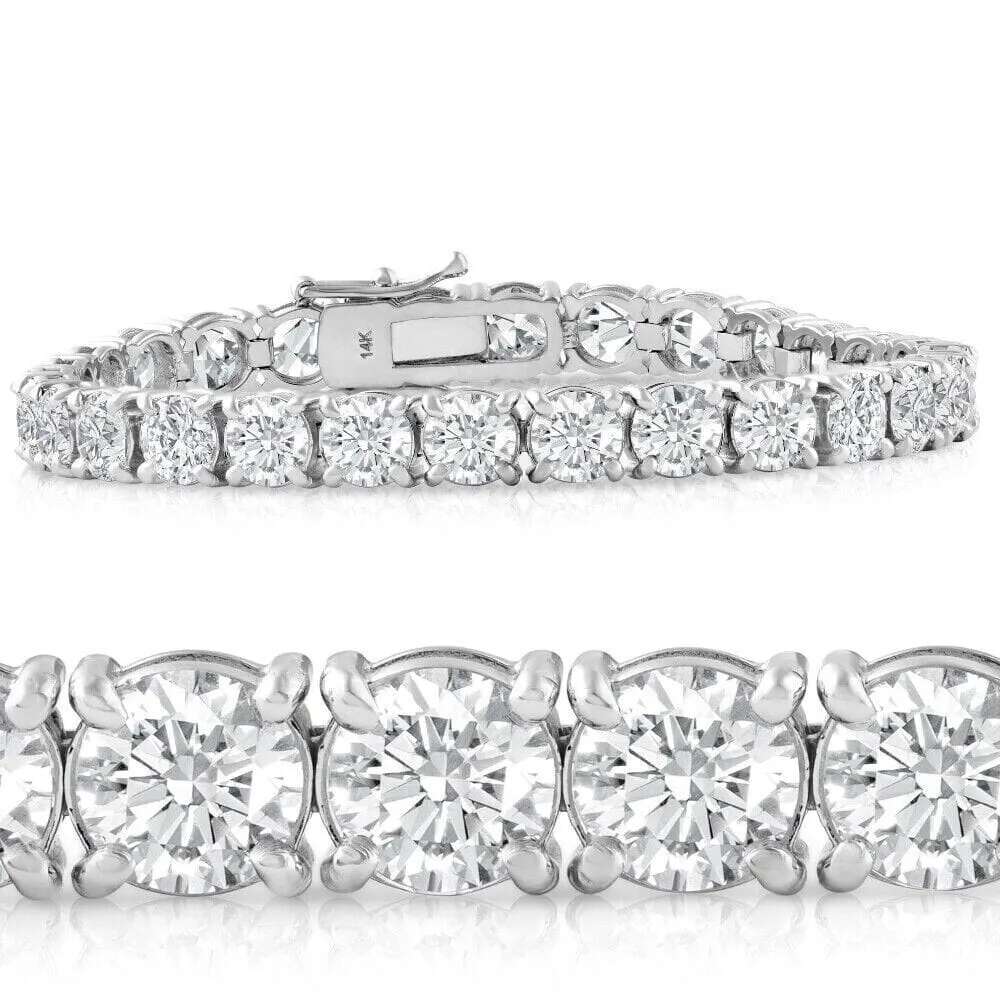 20 Ct Simulated Diamond Tennis Bracelet 14k White Gold 7"
