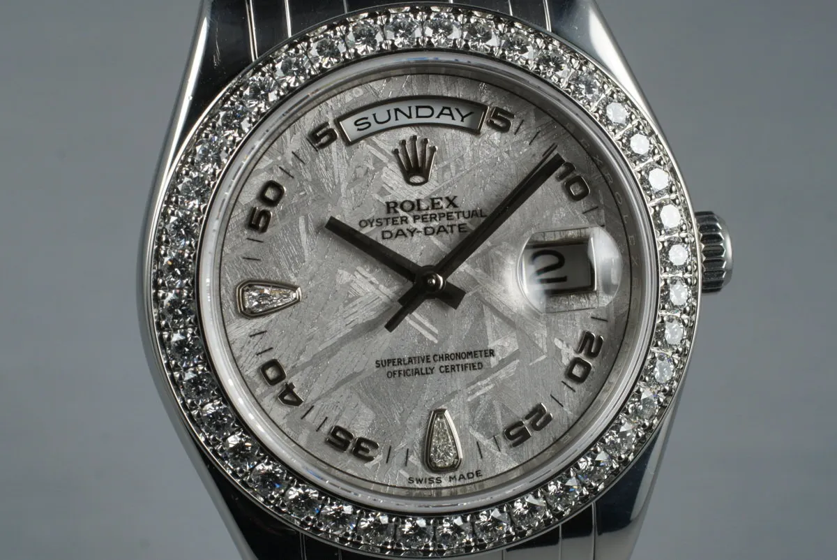 2006 Rolex Platinum Masterpiece Day-Date 18946 Meteorite Diamond Dial with Box and Papers