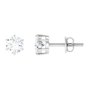 3/4 CT Certified Cubic Zirconia Gold Solitaire Stud Earrings