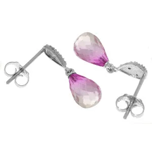 4.53 Carat 14K Solid Yellow Gold Splendid Pink Topaz Diamond Earrings