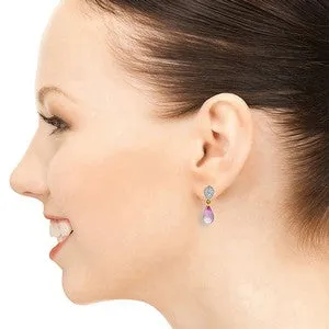 4.53 Carat 14K Solid Yellow Gold Splendid Pink Topaz Diamond Earrings