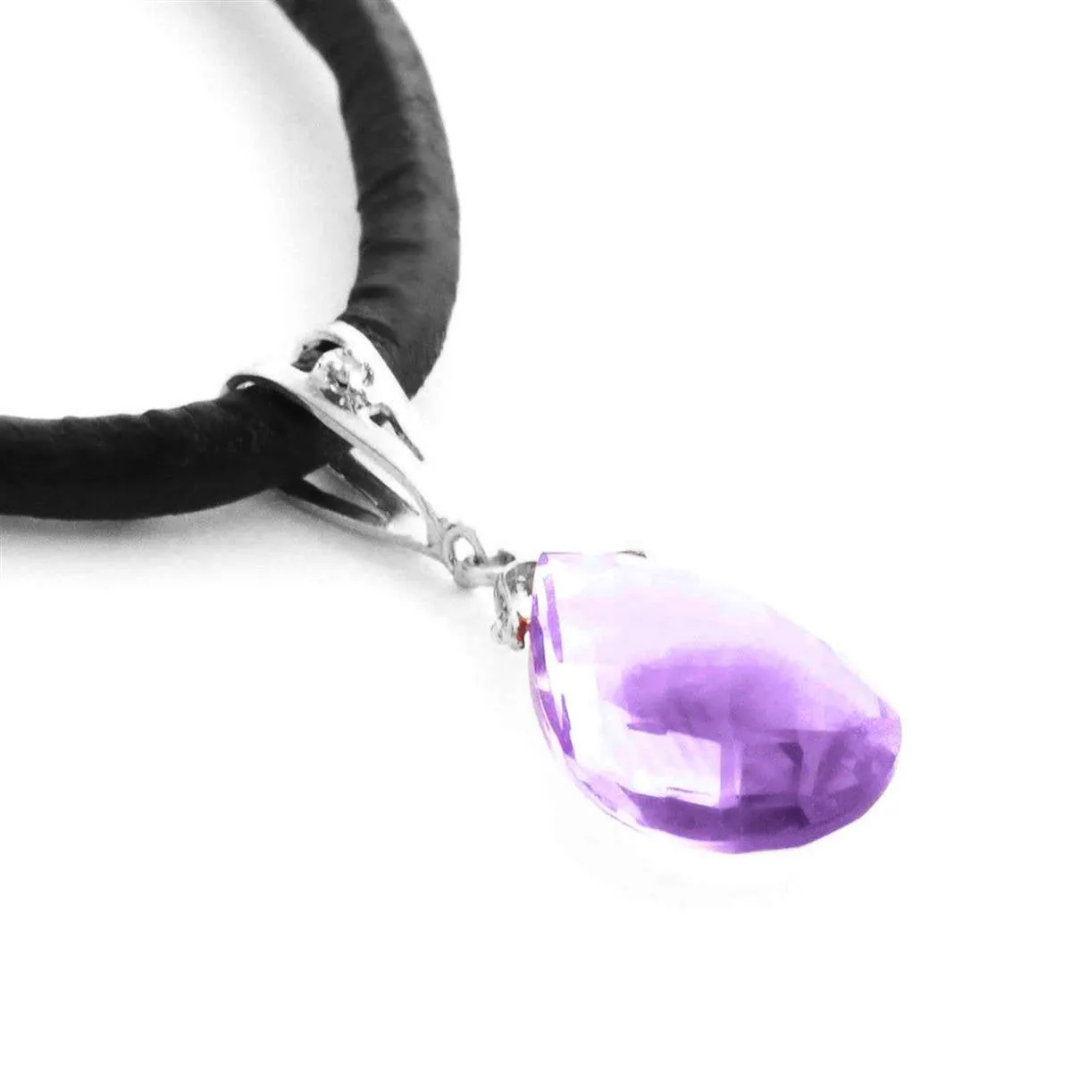 6.51 Carat 14K Solid White Gold Push The Button Amethyst Diamond Necklace