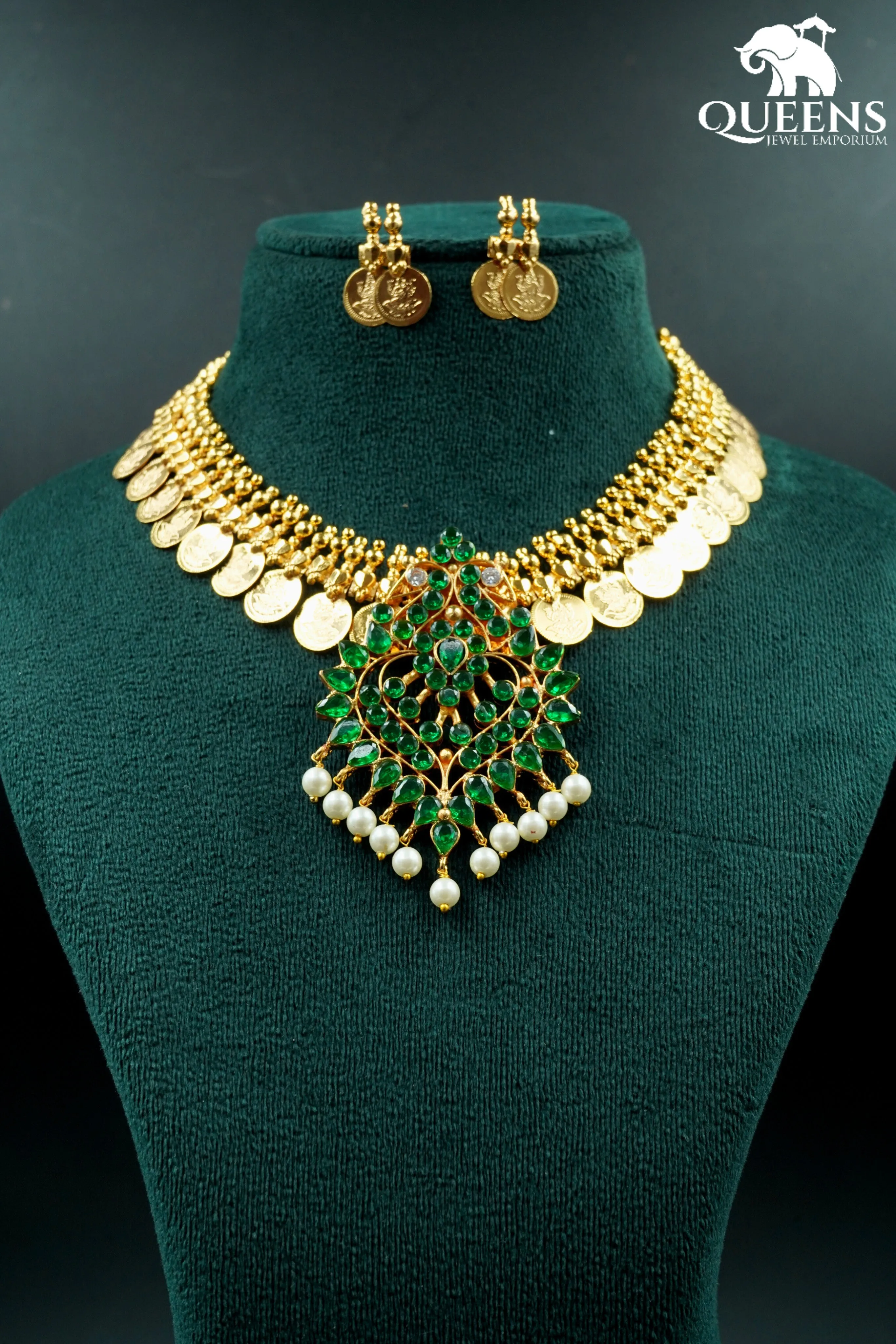 AADHYANTHA KASU NECKLACE - GREEN