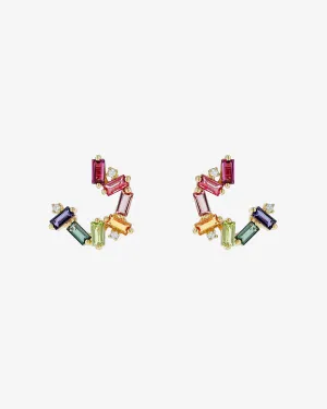 Amalfi Burst Rainbow Sideways Mini Hoops