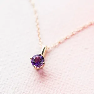 Amethyst Prong-Set Necklace in 14k Gold