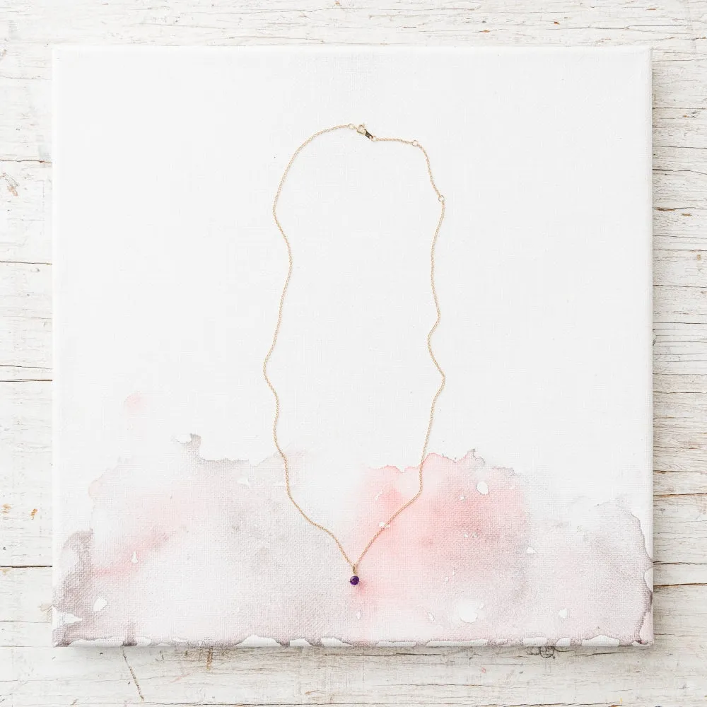 Amethyst Prong-Set Necklace in 14k Gold