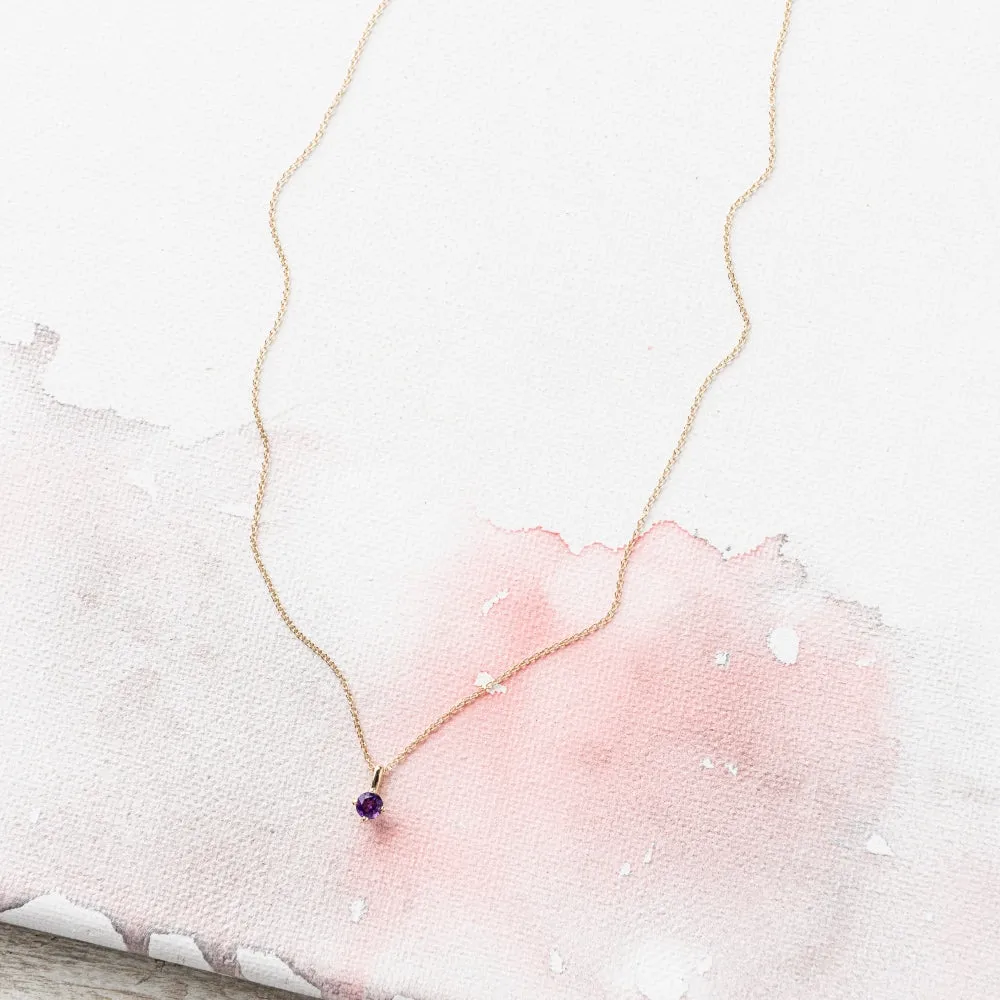Amethyst Prong-Set Necklace in 14k Gold