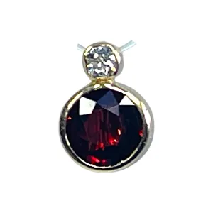 Antique Garnet and Diamond Pendant in 14K Rose Gold. January Birthstone. 2nd Anniversary Gift.
